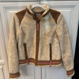 Free People Cream and Brown Faux Fur/Suede Jacket